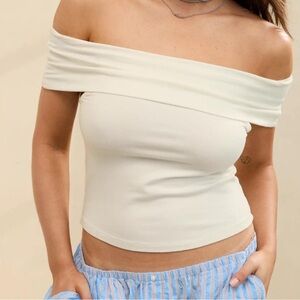 Aerie Off-Shoulder Cream Top